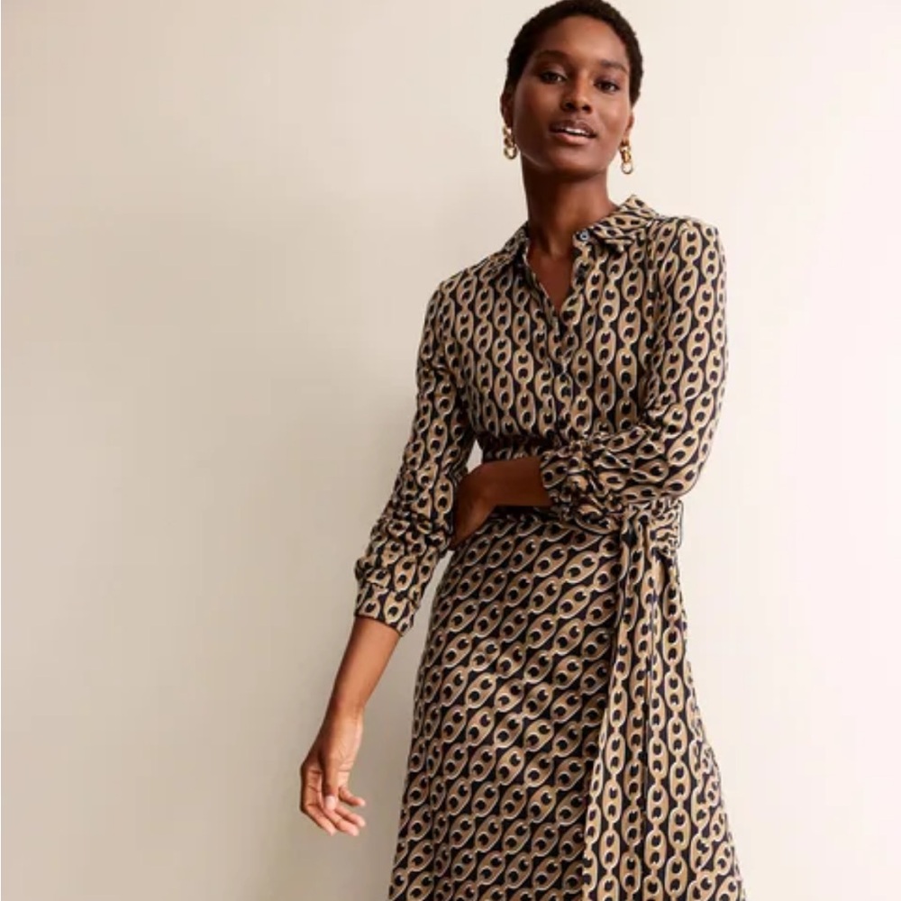 Boden Black and Tan Midi Dress
